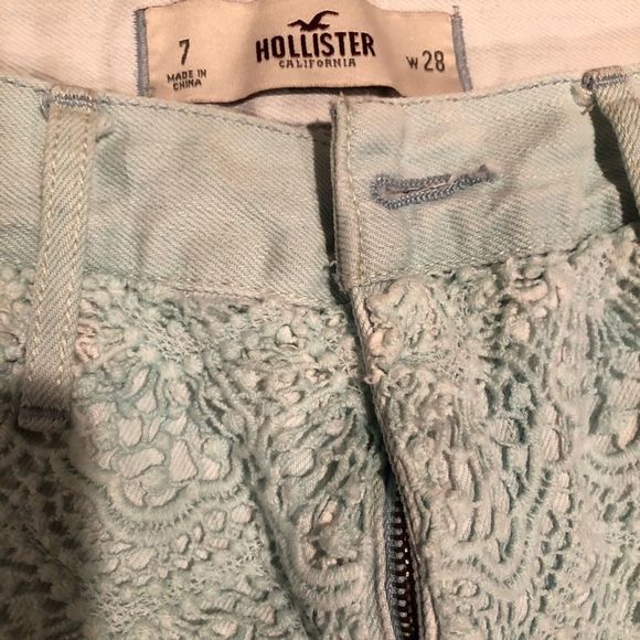 Hollister Light Mint High Waisted Crochet Lace Jean Shorts - Picture 4 of 4